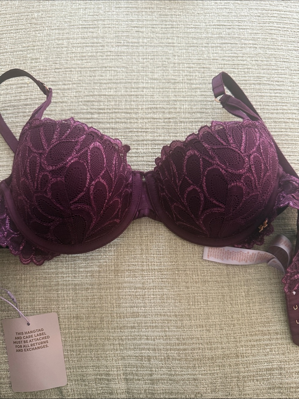 Savage Fenty Women's Purple Lace Underwire Bra - Elegant Support size 32DD